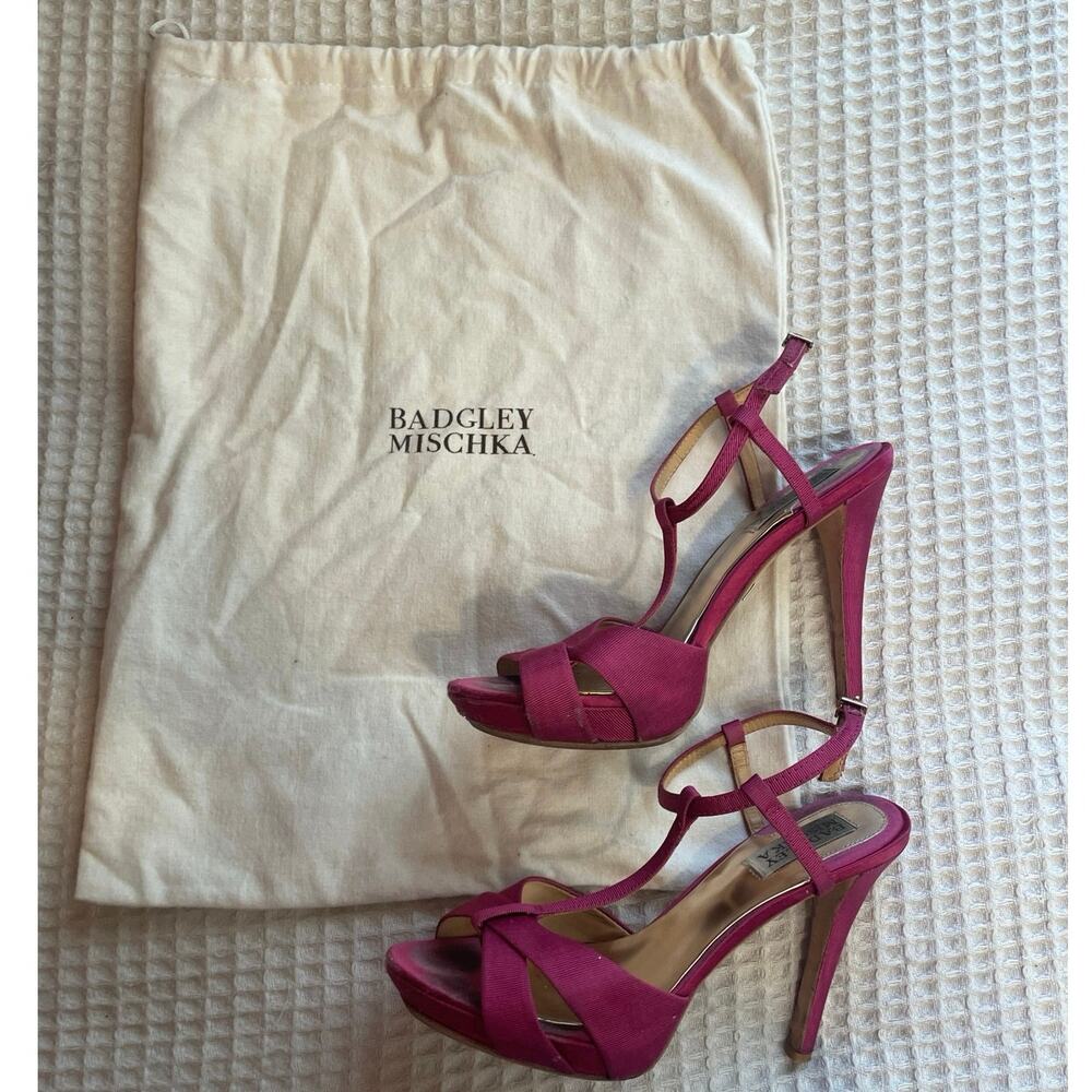 Badgley Mischka Glam Eventwear Purple T Strap Stiletto Heels W/ Dust Bag Sz 6.5 - Picture 2 of 16
